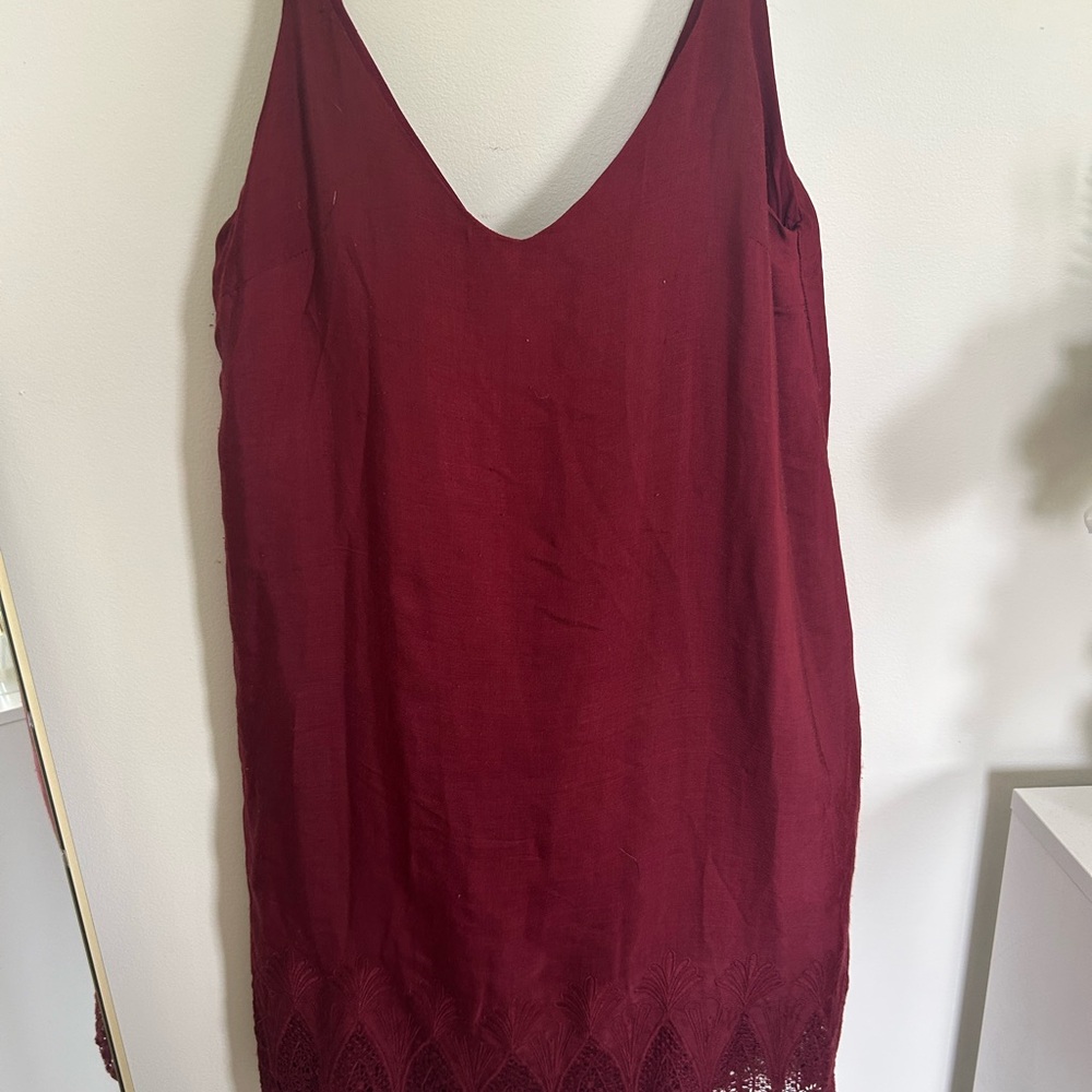 Honey Belle Deep Red Lace-Trim Chemise